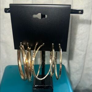 Elegant Gold Hoop Earrings Set. NWT